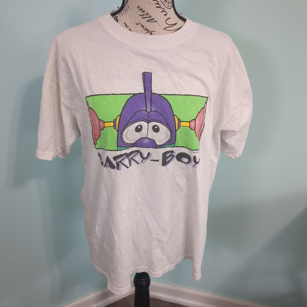 Vintage Larry Boy Veggie Tales Animated Grail T-Shirt L Tie Dye Cartoon